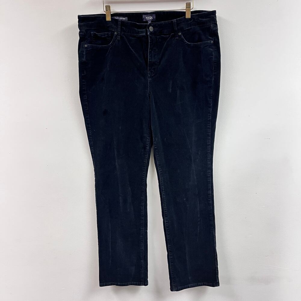 NYDJ Women's size 16 black Corduroy Marilyn straight leg pants 30 in inseam